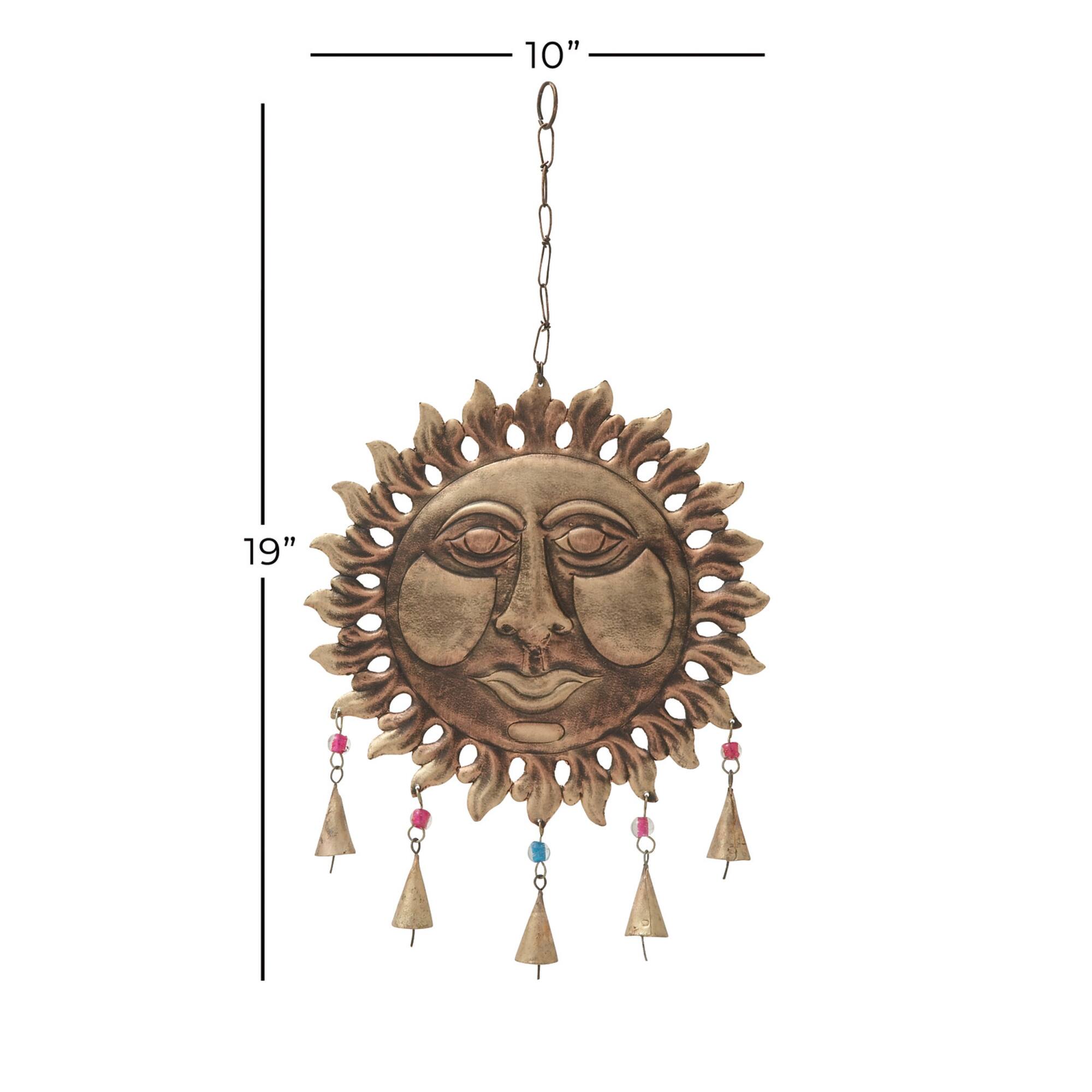 19" Brown Metal Eclectic Sun Wind Chime